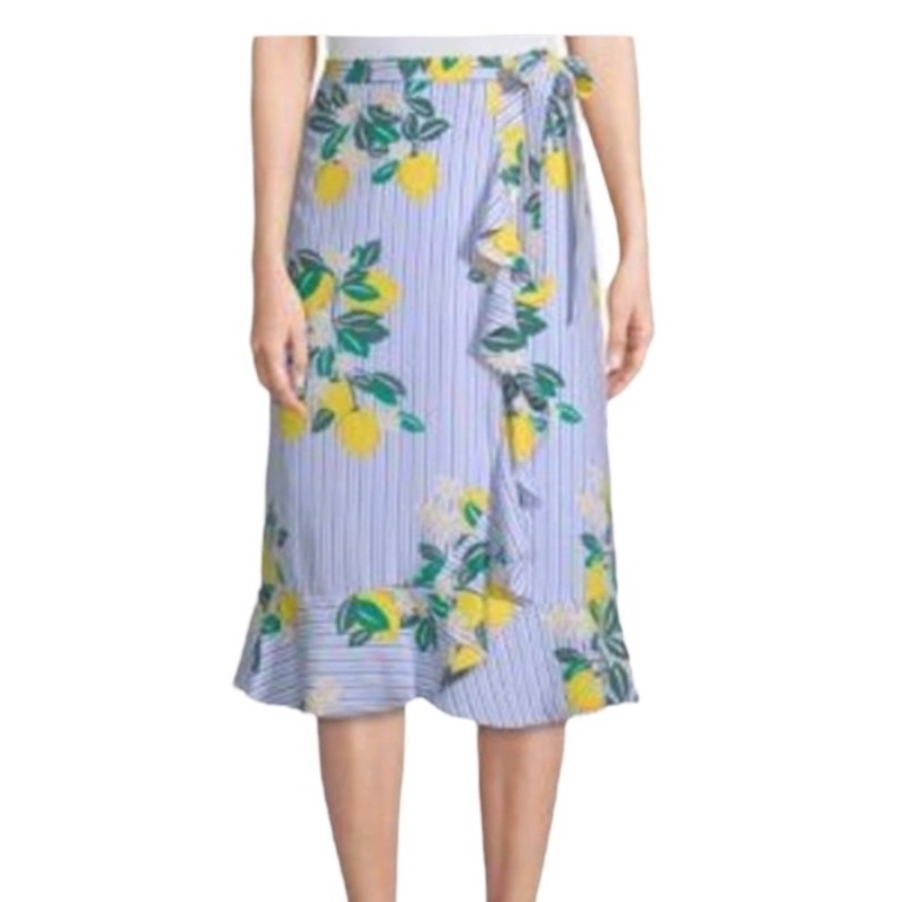 Draper James Lemon Print Blue Midi Skirt